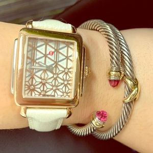 Rose gold and silver Michele watch